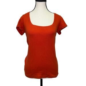 Vintage Ralph Lauren Orange Scoop Neck T-Shirt Women’s Medium Polo Logo